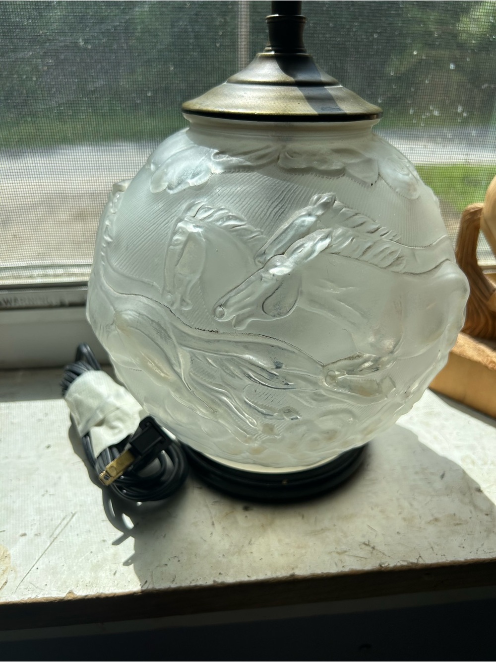 Antique Frosted Glass Horse Lamp- Karl Zentner - Picture 9 of 13